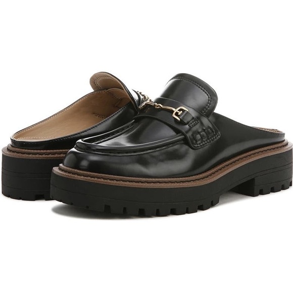 SOLD!! Sam Edelman Black Lennon Lug Sole Buckle Mule Loafer size 6 - Picture 3 of 14